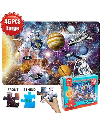 Kids Puzzle Toy Puzzles for Kids Ages 3+ Solar System Floor Puzzle Raising Children Recognition &Promotes Hand-Eye Coordinatio 46Pcs,3x2Feet