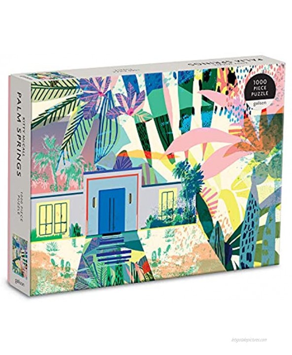 Kitty McCall Palm Springs Puzzle 1000 Pieces 27” x 20” – Difficult Jigsaw Puzzle with Stunning and Colorful Artwork of a Palm Springs Home – Thick Sturdy Pieces Challenging Family Activity