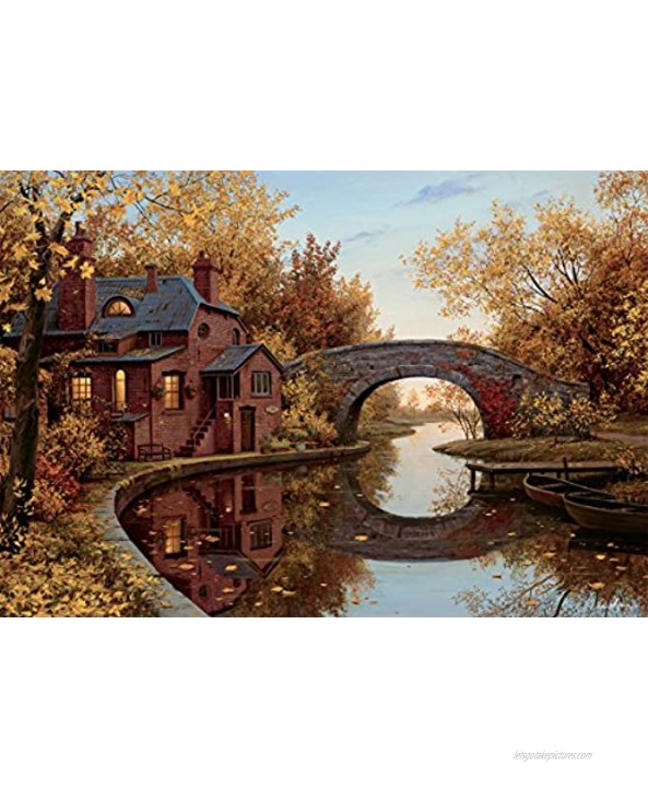 LANG 1000 Piece Puzzle -House by The River Artwork by Evgeny Lushpin Linen Finish 29” x 20 Completed