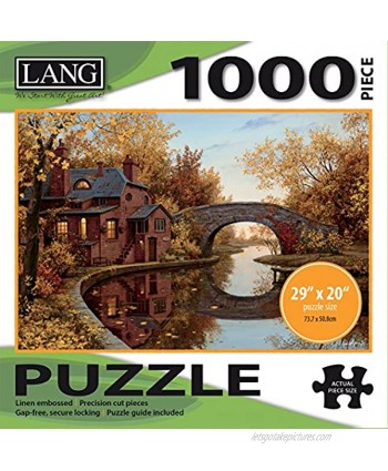 LANG 1000 Piece Puzzle -"House by The River" Artwork by Evgeny Lushpin Linen Finish 29” x 20" Completed