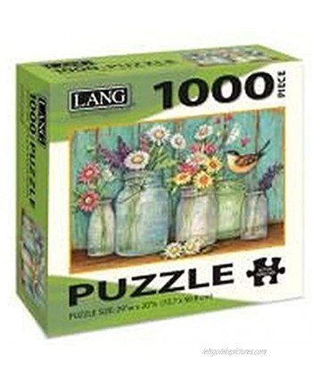 LANG 1000 Piece Puzzle -"Mason Flowers" Artwork by Susan Winget Linen Finish 29” x 20" Completed