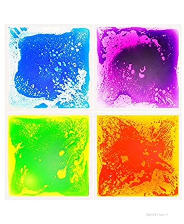 LittleAge Sensory Floor Tiles Pack of 4 11.8 by 11.8 Each Colorful Liquid Tiles Play-Mat for Kids