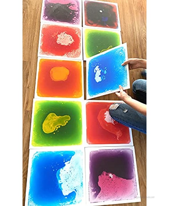 LittleAge Sensory Floor Tiles Pack of 6 11.8 by 11.8 Each Colorful Liquid Tiles Play-Mat for Children