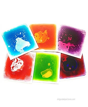 LittleAge Sensory Floor Tiles Pack of 6 11.8" by 11.8" Each Colorful Liquid Tiles Play-Mat for Children