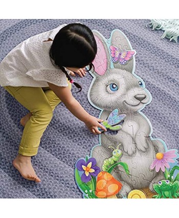 Peaceable Kingdom Shimmery Bunny Floor Puzzle – Giant Floor Puzzle for Kids Ages 3 & up – Fun-Shaped Puzzle Pieces – Great for Classrooms