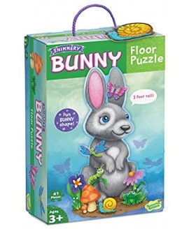 Peaceable Kingdom Shimmery Bunny Floor Puzzle – Giant Floor Puzzle for Kids Ages 3 & up – Fun-Shaped Puzzle Pieces – Great for Classrooms