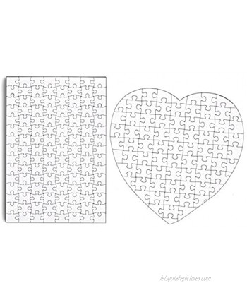Set of 4 DIY White Blank Puzzle 11.5" X 8" Create A Jigsaw Puzzle SheetsTwo Hearts and Two Rectangles