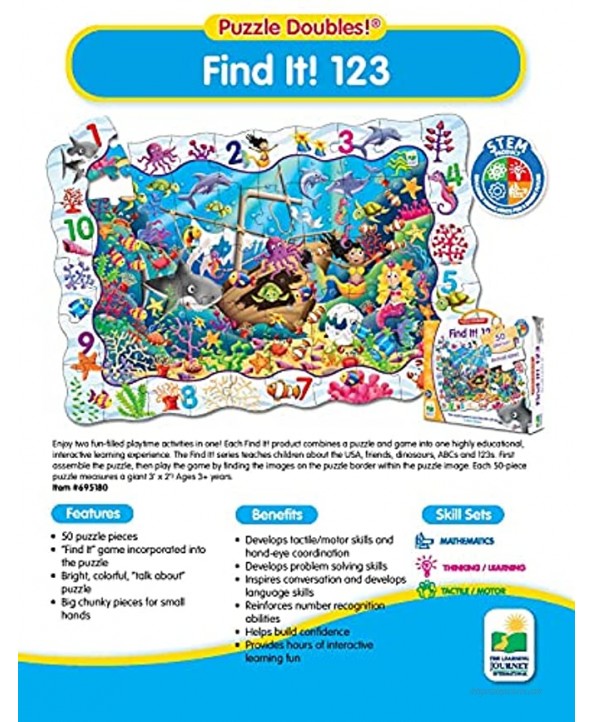 The Learning Journey Puzzle Doubles Find It! 123 STEM Preschool Toys & Gifts for Boys & Girls Ages 3 and Up 24 H x 36 W x 0.08 D 695180