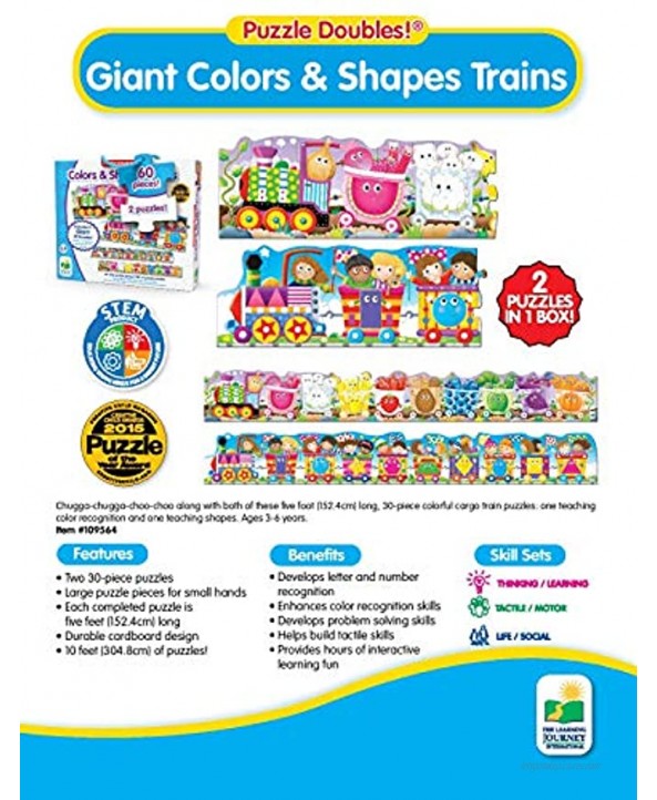 The Learning Journey: Puzzle Doubles Giant Colors and Shapes Train Floor Puzzles 10 ft of Puzzles Inside 60 Pieces Award Winning Toys