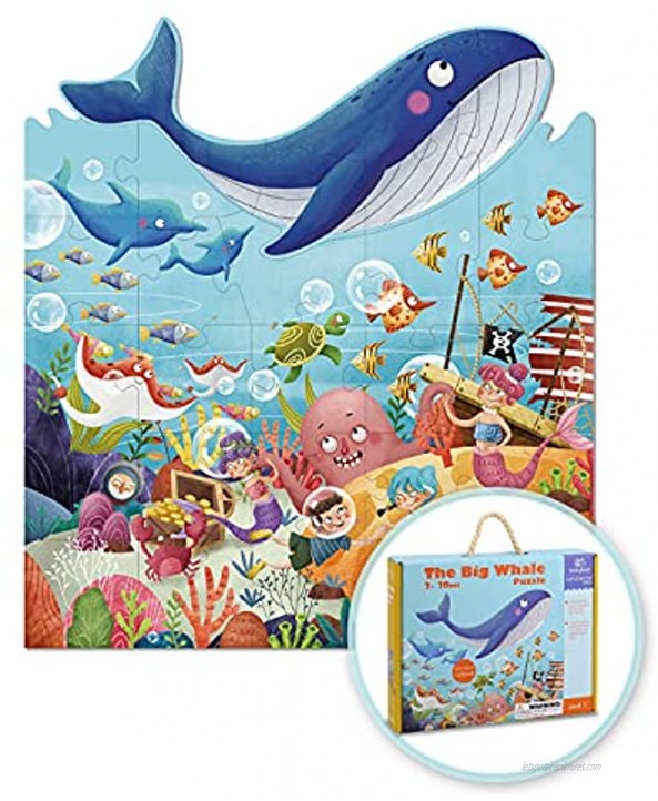 TOOKYLAND Ocean Jigsaw Puzzle for Kids Fantastic Underwater World Puzzle 30 Piece Ocean World Theme Whales Fishes Puzzle Floor Puzzle with Carry Box Age 3+