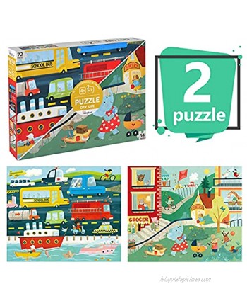VASTAR Kids Puzzles for Kids Ages 4-8 2 in 1 Kids Floor Jigsaw Puzzles 54 and 72 Pieces Early Educational Preschool Toddler Large Puzzles 2 Puzzles