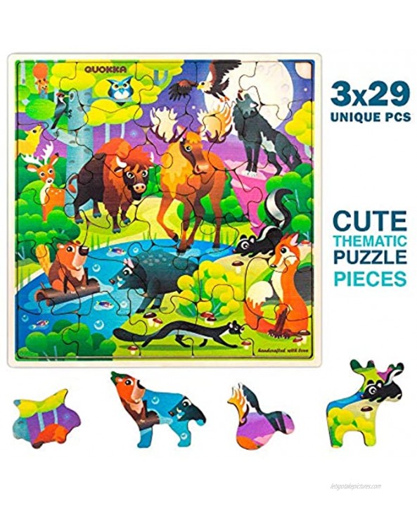 Wooden Puzzles for Kids Ages 3-5 – 3 Jigsaw Puzzles for Toddlers 4-8 Years Old 100 Uniquely Carved Wood Pieces Designed for Your Children’s Joy – Gift Toys for Boys and Girl 6 7 yo