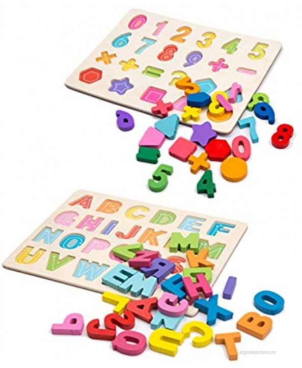 Alphabet Blocks Learning Puzzle | Wooden Upper Case Letter and Number Learning Board Toy Ideal for Early Educational Learning for Kindergarten Toddlers & Preschools