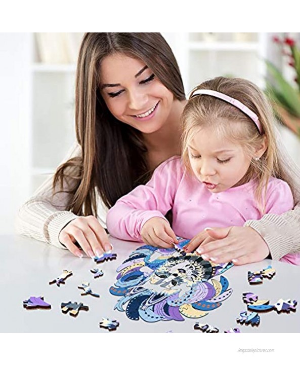 AOLIGE Wooden Puzzles for Toddler Adults Unique Animal Shaped Magic Jigsaw Puzzles Kids Challenging Brain Family GameCat-100Pcs