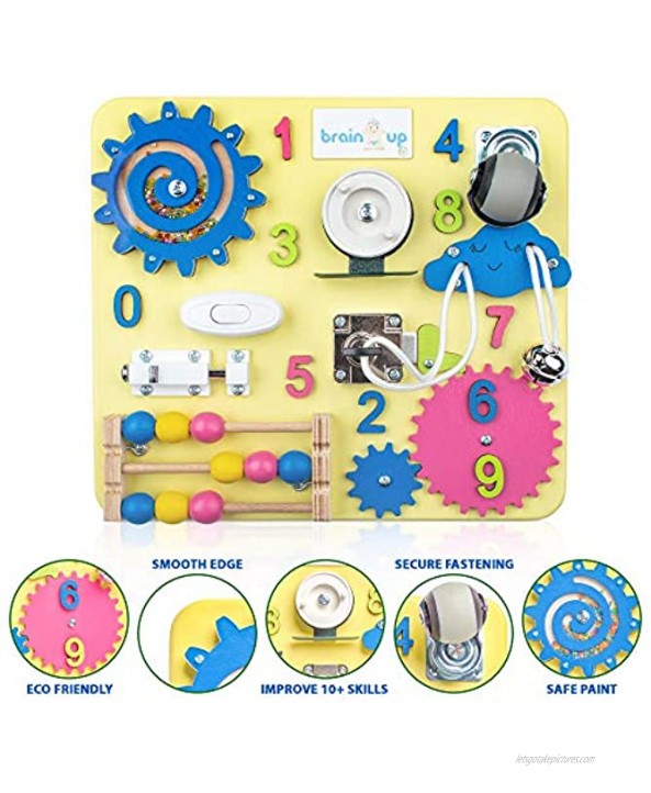 Busy Board for Toddlers Sensory Board Wooden Busy Board for Kids Activity Board for Toddlers 1-3 Locks and Latches Activity Board Baby Activity Board Toddler Educational Toys
