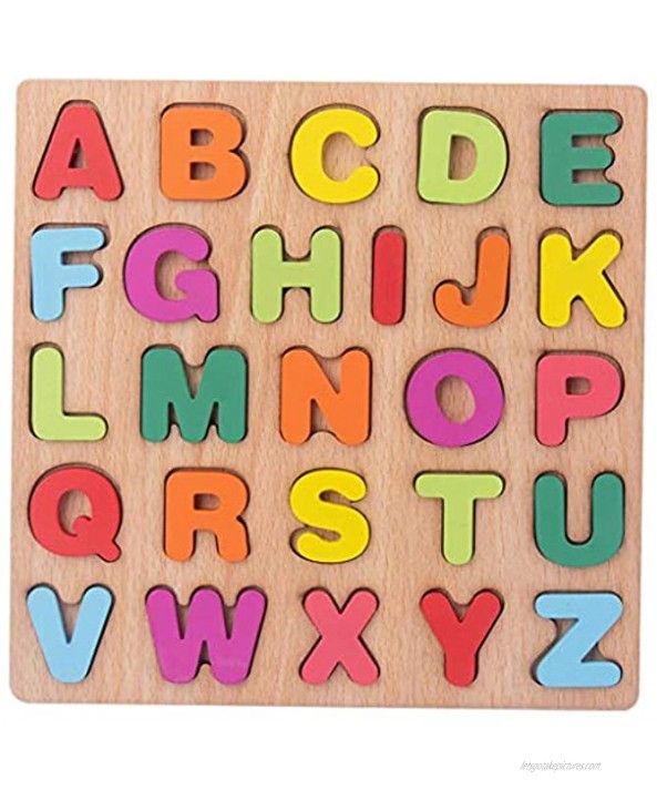 Colcolo Wooden Alphabet Puzzle for Toddlers Uppercase Letters ABC Puzzles Board for