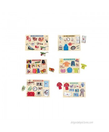 Constructive Playthings Set of Six 11 5 8" x 8 7 8" x 3 8" Things We Know 9 pc. Peg Puzzles for Ages 3 Years and Up