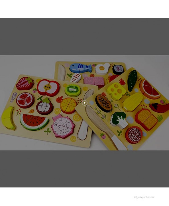 CUCOS Wooden Cutting Puzzles for Kids Ages 1-5 Years Old Fruit Toddler Puzzles Learning Toys Educational Gift for Girls and Boys