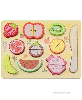 CUCOS Wooden Cutting Puzzles for Kids Ages 1-5 Years Old Fruit Toddler Puzzles Learning Toys Educational Gift for Girls and Boys