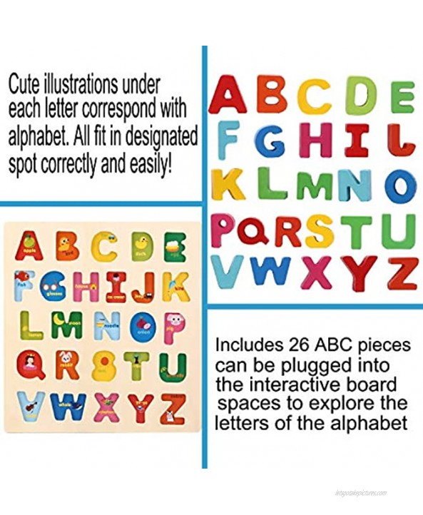 Humerry Wooden Alphabet Puzzle for Toddlers Chunky ABC Puzzles Board for 3-6 Years Old Educational Learning Letters for Boys and Girls Preschool Puzzle Gifts for Kid