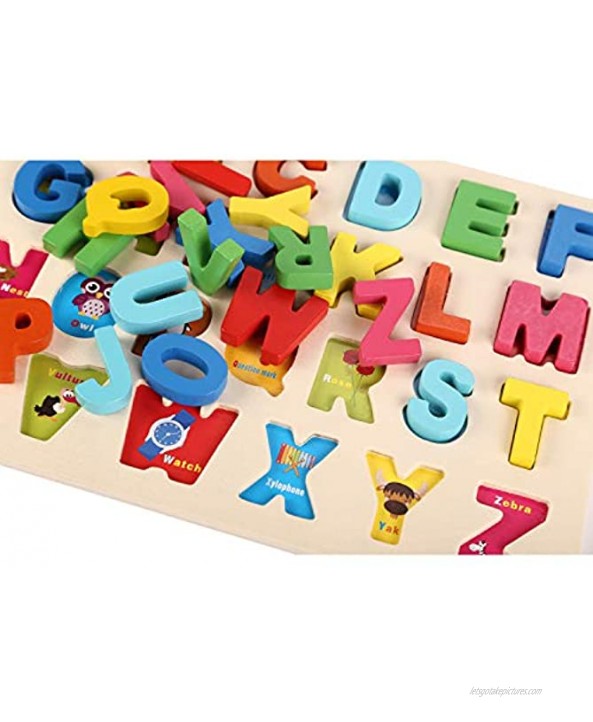 Joqutoys Alphabet Puzzles for Toddlers 1-3 Wooden ABC Number Learning Puzzles for Kids Montessori Toys Educational Puzzles for Boys Girls