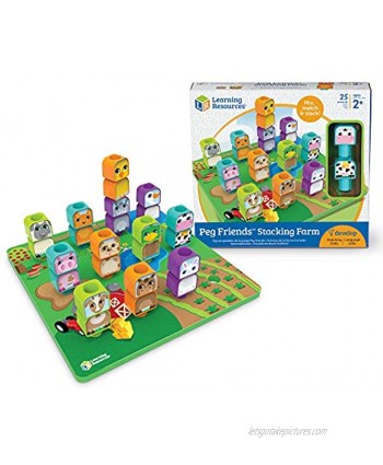 Learning Resources Peg Friends Stacking Farm Animals Fine Motor Toy 12 Animals Ages 2+