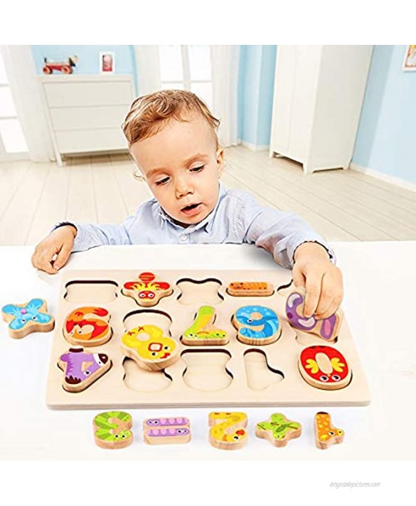 Lewo Wooden Puzzles Alphabet Number Board Games Learning Jigsaw Educational Toys for 1 2 3 4 5 Years Old Toddlers Baby Girls Boys