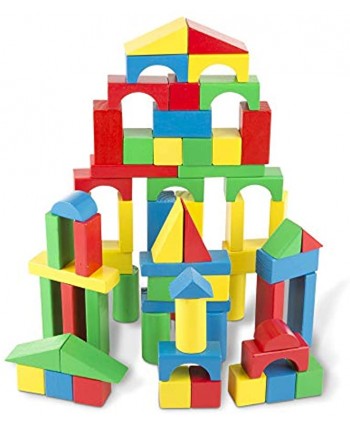 Melissa & Doug 100-Piece Wood Blocks Set & Classic Peg Puzzle Bundle Alphabet Numbers and Fish Colors