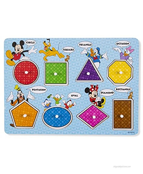 Melissa & Doug Disney Mickey Mouse Clubhouse Shapes and Colors Wooden Peg Puzzle 8 pcs