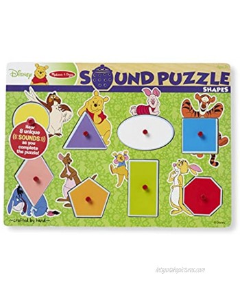 Melissa & Doug Disney Winnie the Pooh Shapes Sound Puzzle Wooden Peg Puzzle 8 pcs