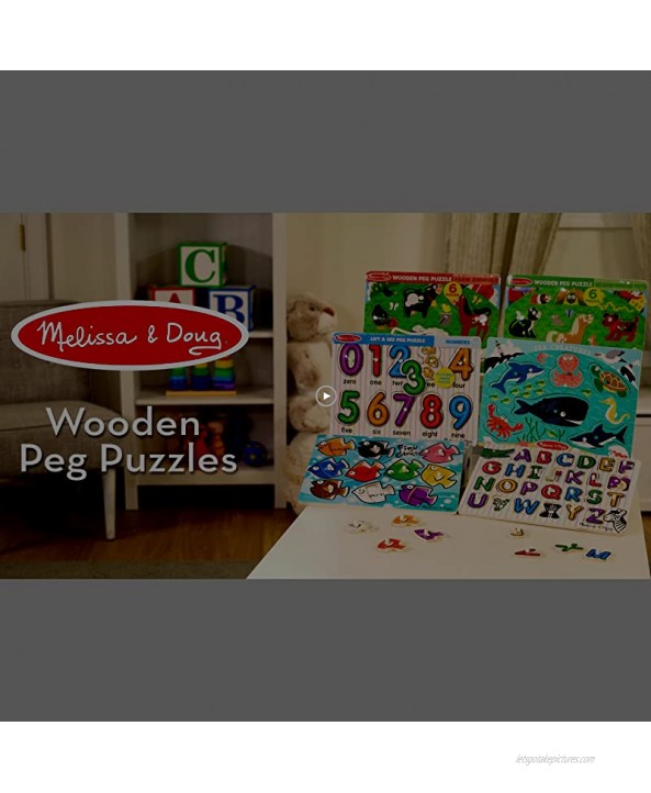 Melissa & Doug Disney Wooden Peg Puzzles Set: Letters Numbers and Shapes and Colors