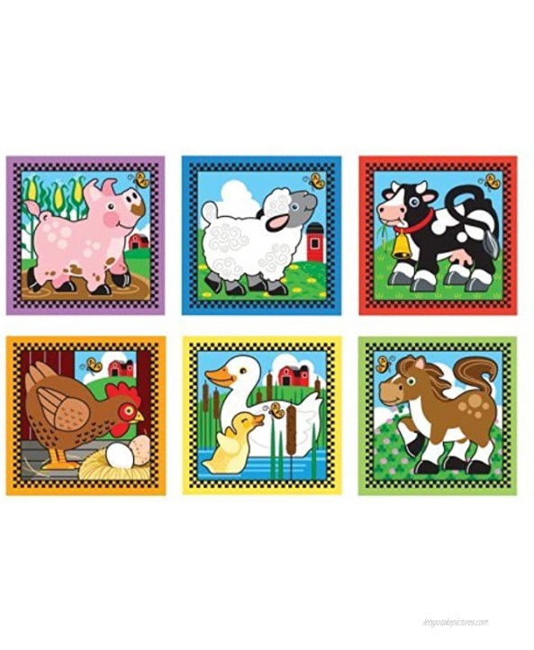 Melissa & Doug Farm Themed Cube Puzzle & 1 Scratch Art Mini-Pad Bundle 00775