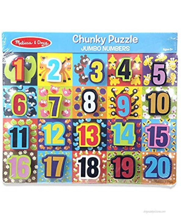Melissa & Doug Jumbo Numbers Wooden Chunky Puzzle 20 pcs