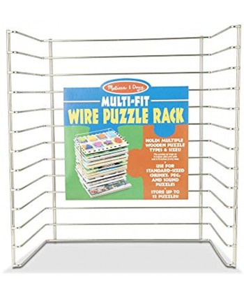 Melissa & Doug Multi-Fit Wire Puzzle Rack & Classic Wooden Peg Puzzles Set of 3 Numbers Alphabet and Colors