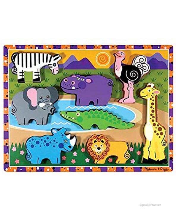 Melissa & Doug Safari Wooden Chunky Puzzle 8 pcs Multicolor 12 x 10.8 x 1
