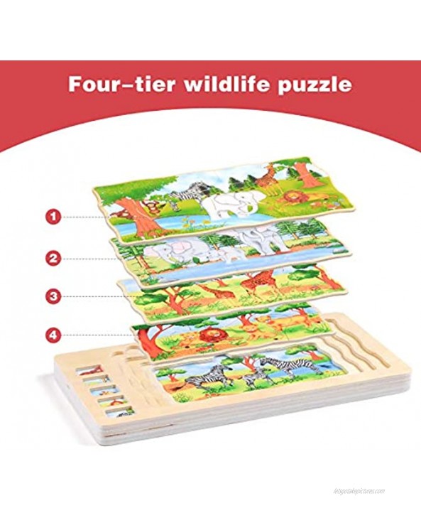 PCGAGA Kids Wooden Toys Peg Puzzle Set for Kids Ages 3-5 Wooden Jigsaw,Farm,Preschool Educational Learning Toys Set for Toddlers Boys and Girls