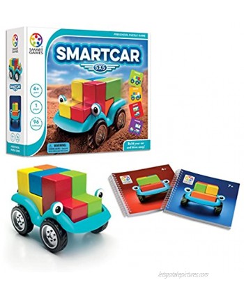 SmartGames Smart Car 5 x 5 Wooden Cognitive Skill-Building Puzzle Game Featuring 96 Playful Challenges for Ages 4+