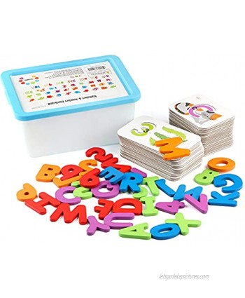 Steventoys Alphabet Flash Cards for Kids Preschool Learning Educational Montessori Toys,ABC Number Flashcards Wooden Matching Game Board Puzzles for Toddler Boys Girls Age 3+ Years Old