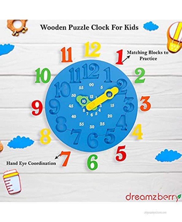 Wooden Puzzles for Kid Multi Educational 12-Piece Counting Numbers Math Clock Number Kids Puzzle Game with Stand | Preschool Number Toy Helps Improve Fine Motor Skills Puzzles Kit Ages 3+