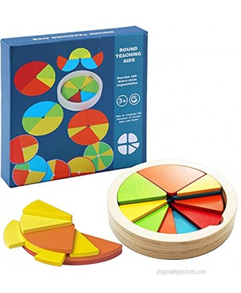 Wooden Puzzles for Toddlers Wood Fraction Learning with Learn Colors Scores and Graphics,Educational Montessori Toys for Boys and Girls