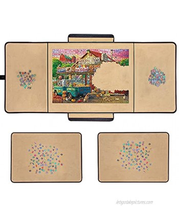 1000 Piece Jigsaw Puzzle Board Portable 23" x 32" 2 Puzzle Trays Non-Slip Flannelette Surface Easy to Move Stowaway Puzzle Board Caddy for Adults