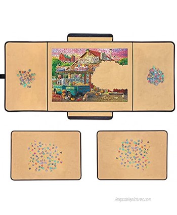1000 Piece Jigsaw Puzzle Board Portable 23" x 32" 2 Puzzle Trays Non-Slip Flannelette Surface Easy to Move Stowaway Foldable Jigsaw Puzzle Caddy for Adults Teens