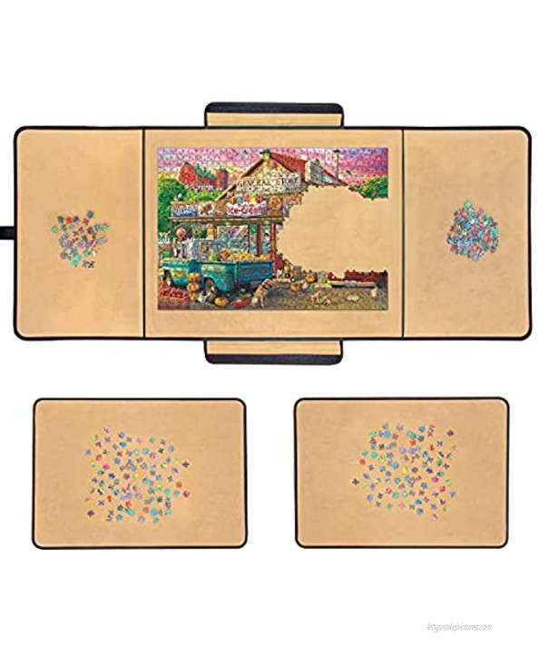 1000 Piece Jigsaw Puzzle Board Portable 23 x 32 2 Puzzle Trays Non-Slip Flannelette Surface Easy to Move Stowaway Foldable Jigsaw Puzzle Caddy for Adults Teens