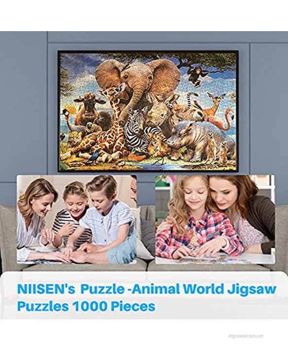 1000 Piece Puzzle for Adults with Puzzle Mat Portable Puzzle Mat Roll Up for Puzzle Storage Saver Transport and Playing Animal World Jigsaw Puzzles 1000 Pieces