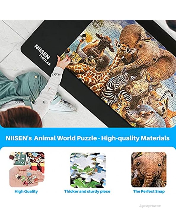 1000 Piece Puzzle for Adults with Puzzle Mat Portable Puzzle Mat Roll Up for Puzzle Storage Saver Transport and Playing Animal World Jigsaw Puzzles 1000 Pieces