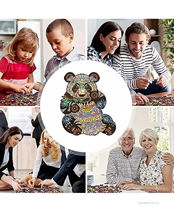 200 PCSBig,Wooden Jigsaw Puzzles,DIY Puzzle,3D Wooden Animals Shaped Puzzles Colorful Unique Shaped Panda Puzzles,Best Gift for Adults and Kids Family Game Play Collection,10.24x11.57inchPanda