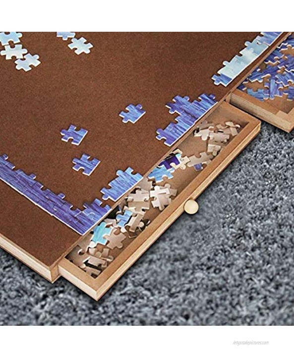 ATDAWN 1000 Pieces Wooden Puzzle Table Jigsaw Puzzle Table Puzzle Plateau-Smooth Fiberboard Work Surface with Five Sliding Drawers Puzzle Accessories for 1000 Pcs