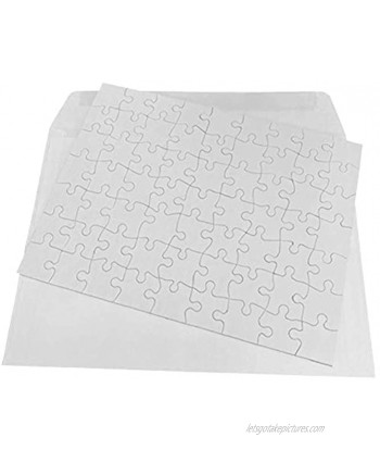 INOVART Puzzle-It 63-Piece Blank Puzzles w Envelopes 12 Puzzles w Envelopes Per Package 8-1 2"" x 11"" White