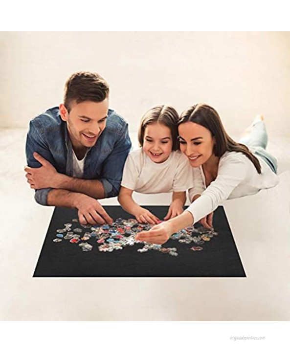 Jigsaw Puzzle Roll Up Mat Puzzle Saver Black Felt Mat with Storage Bag Portable for 300 to 1000 Pieces Puzzle