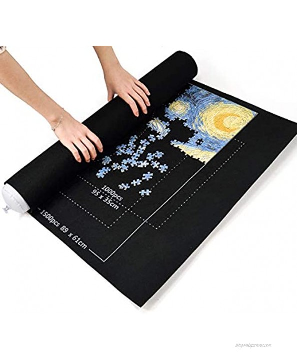 Jigsaw Puzzle Roll Up Mat Store and Transport Puzzle Blanket for Up to 1500 Pieces Play Mat Puzzles Travel Storage Bag